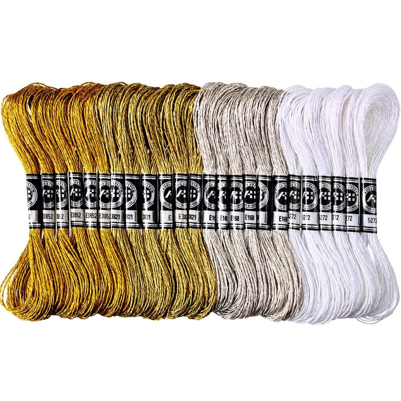 WILLBOND 24 Skeins Metallic Embroidery Floss - Glitter Embroidery Threads for Cross Stitch Crafts Friendship Bracelets(Multiple Color) - Image 1